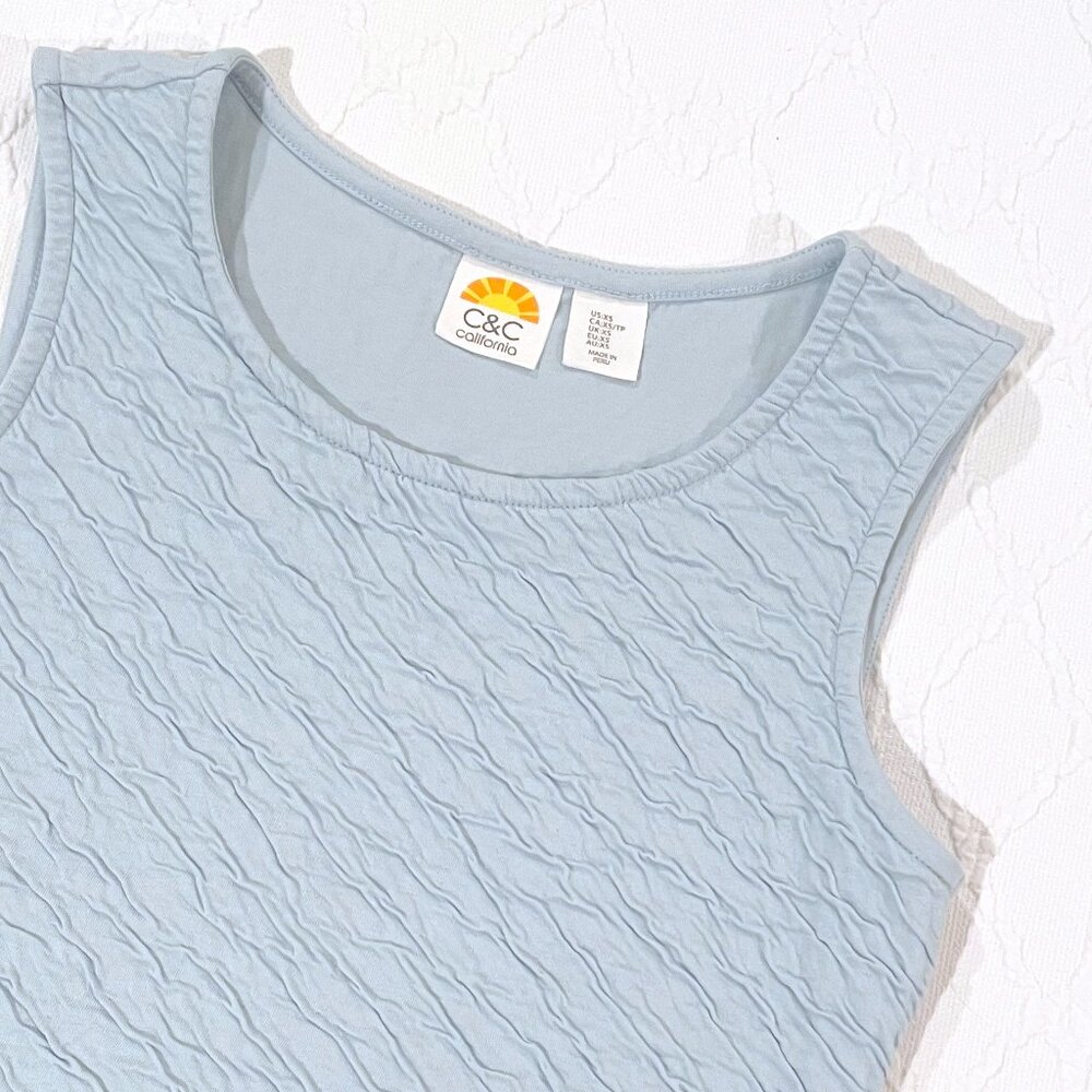 C&C California Light Blue Textured Tank Top Size XS
